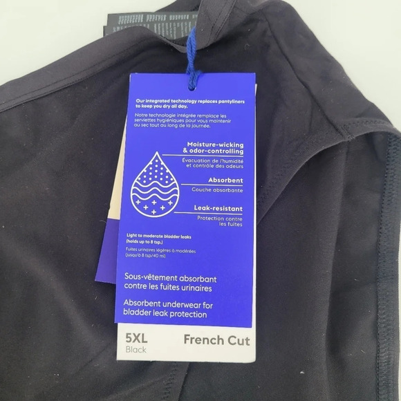 NEW Speaks by thinx black absorbent underwear bladder leaks french cut 5XL - Picture 4 of 6